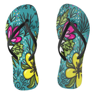 Tongs Oreiller de jeté beauté avec des fleurs