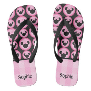 Tongs Oreilles de souris rose et noire