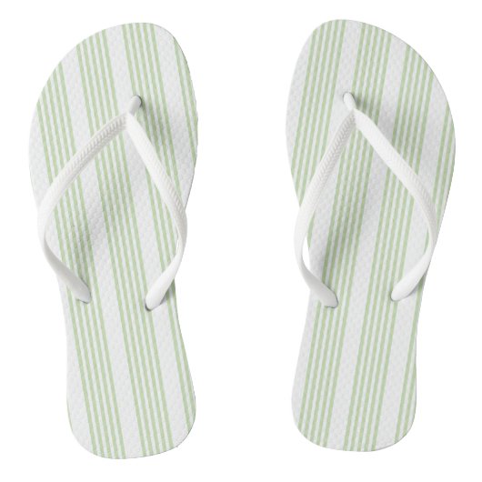 Tongs Pale vert et blanc cinq bandes motif (Semelle)