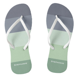 Tongs Palette Gris Vert Coloré Abstrait Nom de Rayures