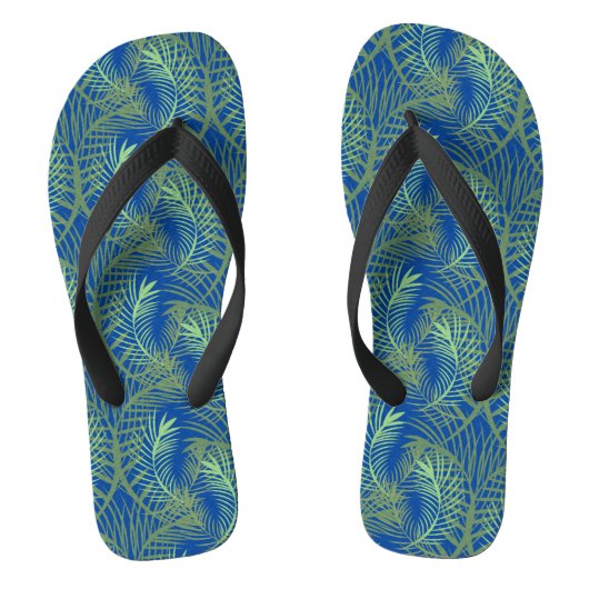 Tongs Palm Leaf Tree Green Blue Beach (Semelle)
