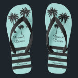 Tongs Palm Tree Bride Tribu Beach Lover<br><div class="desc">Atteignez la plage avec style avec ces incroyables palmiers tongs de plage personnalisées ! De jolis petits palmiers pour vous donner cette sensation tropicale ! Chambre pour customiser avec votre nom ! Mélangez et égalez tous vos produits préférés de Beach Lover de Up On the Mountain !</div>