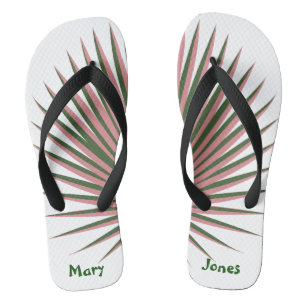 Tongs Palmes roses mignonnes Aquarelle tropicale Personn