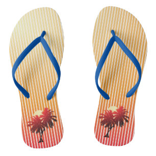 Tongs Palmiers au coucher du soleil Vacances tropicales