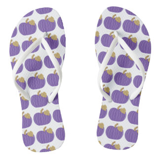 Tongs Pantoufles automnales à motif de citrouilles viole