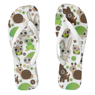 Tongs papier peint d'animal lapin de la tortue de cerf