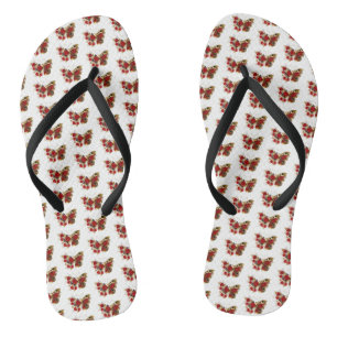 Tongs Papillon de fleurs rouges aux roses rouges