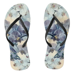 Tongs Papillon jaune orchidée violet