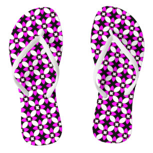 Tongs Papillons à lèvres mauve magenta et noirs