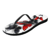 Tongs Papillons noirs et rouges volants (Incliné)