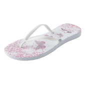 Tongs Papillons rose parties scintillant nom blanc monog (Incliné)