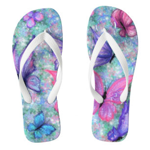 Tongs Papillons violets roses Flip Flops