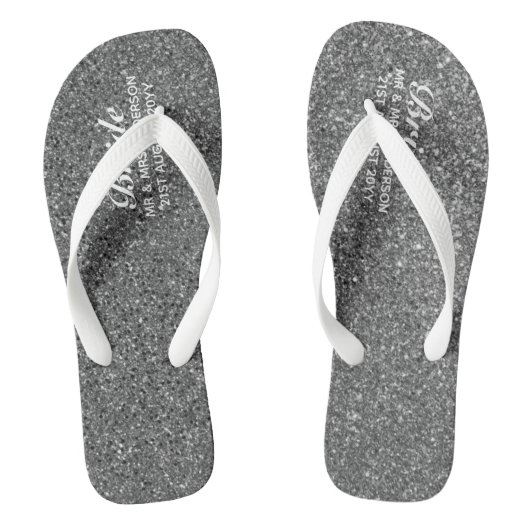 Tongs PARTIES SCINTILLANT ARGENT Mariage Flipflops BRIDE (Semelle)