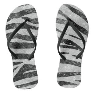 Tongs Parties scintillant brillante noire blanche brilla