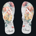 Tongs Parties scintillant Confetti blanc & Floral | Mari<br><div class="desc">Chaussures Flip Flop de la fête nuptiale prêtes pour vous à personnaliser. ⭐ Ce Produit est 100% Personnalisable. (Sauf la lettre de script d'or... vous devez me contacter pour modifier le libellé) ****Cliquez sur le BOUTON PERSONNALISER pour ajouter, supprimer, déplacer, redimensionner, changer de forme, tourner, etc... n'importe quel graphique ou...</div>