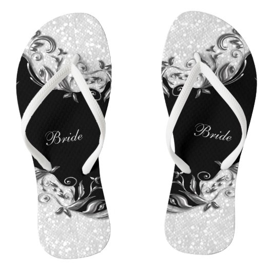 Tongs Parties scintillant Florale Noire & Confetti | Mar (Semelle)