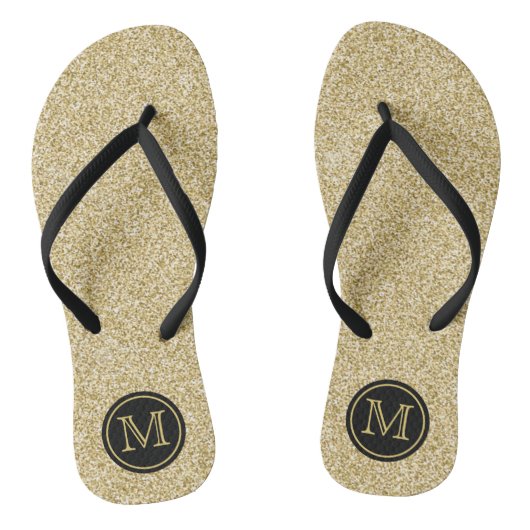 Tongs Parties scintillant Or tendance Monogramme mariage (Semelle)