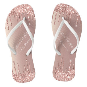 Tongs Parties scintillant rose Gold Blush Éclats Texte p