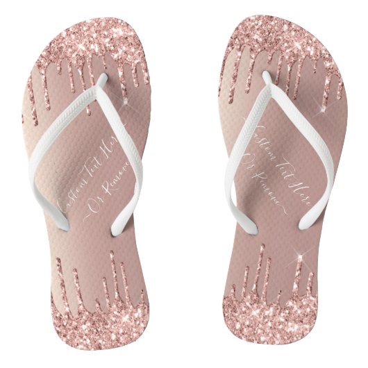 Tongs Parties scintillant rose Gold Blush Éclats Texte p (Semelle)