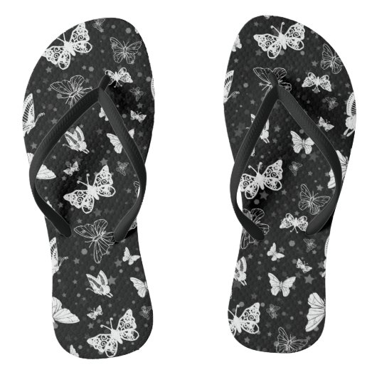 Tongs Parties scintillant Sliver Papillon noir design (Semelle)