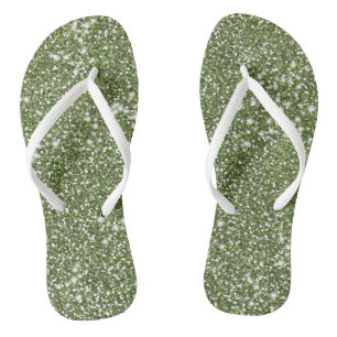 Tongs Parties scintillant verte Faux Texture