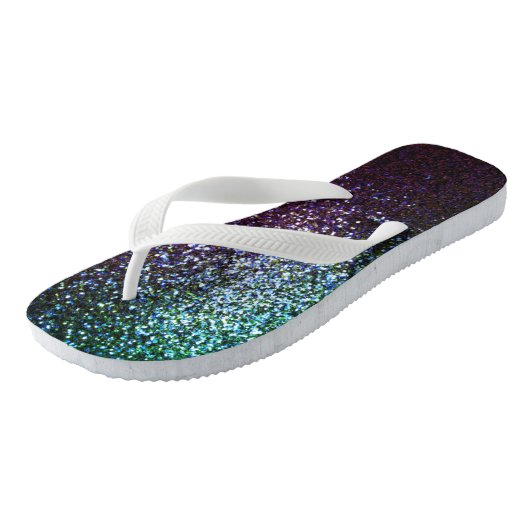 Tongs Parties scintillant verte violette (Incliné)