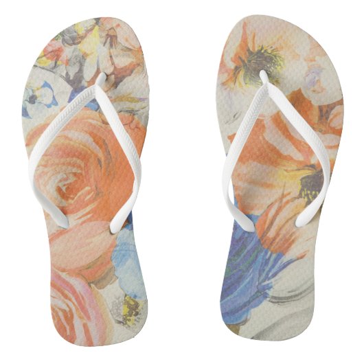 Tongs Pastel Aquarelles Bouquet de fleurs (Semelle)