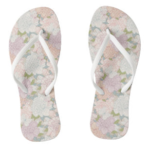 Tongs Pastel Peony & Butterfly Flower Motif