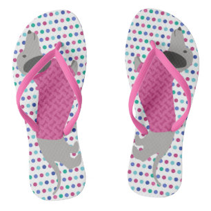 Tongs Pastel Pois Dachshund Flip Flops