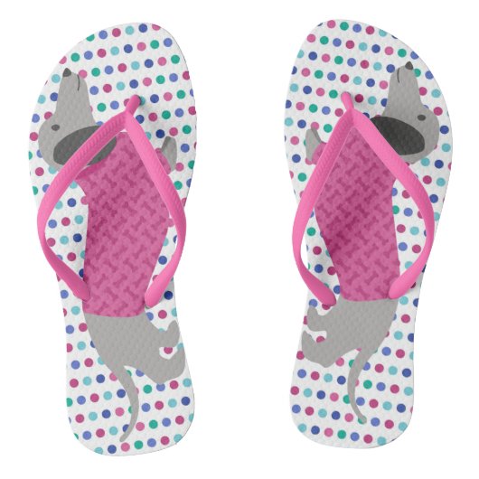 Tongs Pastel Pois Dachshund Flip Flops (Semelle)