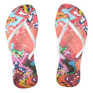 Tongs Pastel Rose Funky Abstrait Flip Flops Sandales