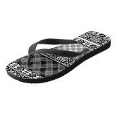 Tongs Patchwork rayé noir et blanc avec dentelle (Incliné)