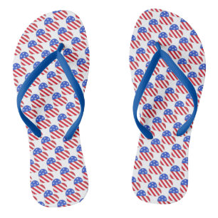 Tongs Patriotic Love USA Stars Stripes Coeur Américain