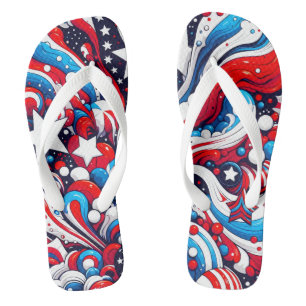 Tongs Patriotique rouge, blanc et bleu 4 juillet