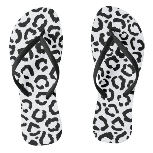 Tongs Patteries du Black White Leopard animal (Semelle)