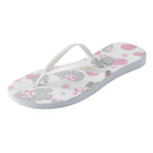 Tongs Pattern of Elephants, Cute Elephants - Pink Gray (Incliné)