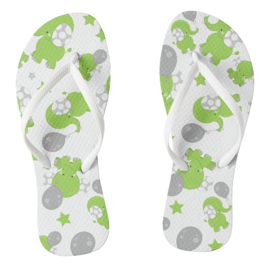Tongs Pattern of Green Elephants, Cute Elephants, stars (Semelle)