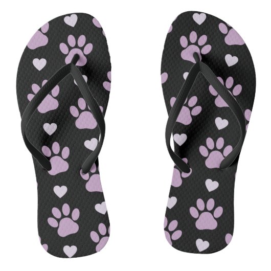 Tongs Pattern of paws, Dog paws, Lilac paws, Hearts (Semelle)