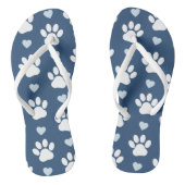 Tongs Pattern of paws, Dog paws, White paws, Blue Hearts (Semelle)