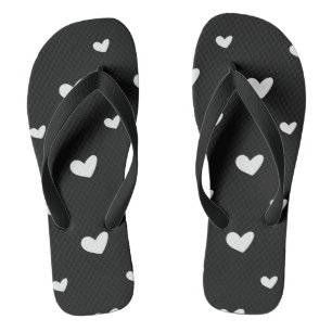 Tongs Patters du venin de Black & White Valentine Hearts