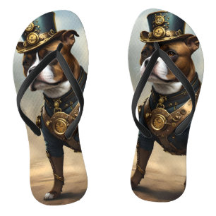 Tongs Pattes mécaniques : Staffordshire Terrier steampun