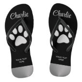 Tongs Paw Chien Argent sur arrière - plan noir (Semelle)
