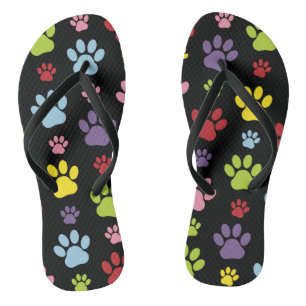 Tongs Paws Colorés, Motif Paw, Empreintes de pattes, Paw