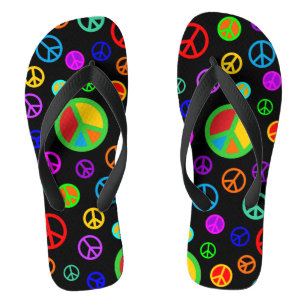 Tongs PEACE - motif plat multicolore + votre backgr.