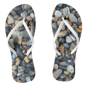 Tongs Peach Blue Beach Rocks Boho