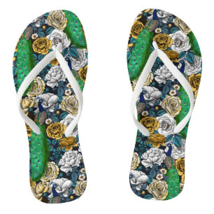 Tongs Peacocks dans le jardin rose 3