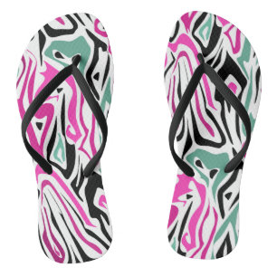 Tongs Peau zèbre abstrait sans couture cuir moderne noir