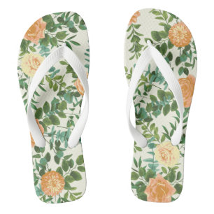 Tongs Pêche et ivoire Peony et Rose Mariage floral