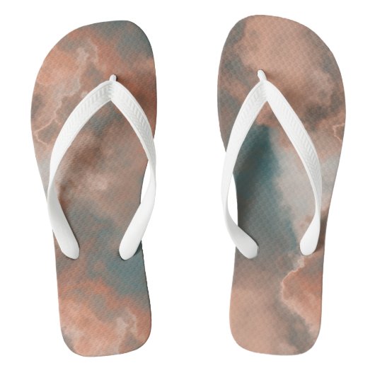 Tongs Pêche et marbre bleu Abstrait (Semelle)