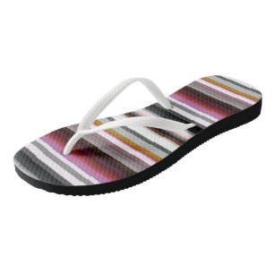 Tongs Pêche, rose et gris Abstrait rayures